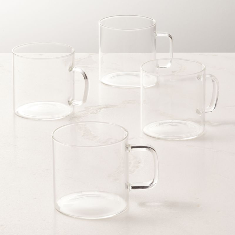 View Cantina Clear Glass Coffee Mugs 10oz Set of 4 details