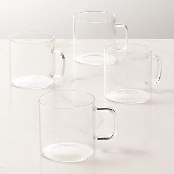 Cantina Clear Glass Coffee Mugs 10oz Set of 4