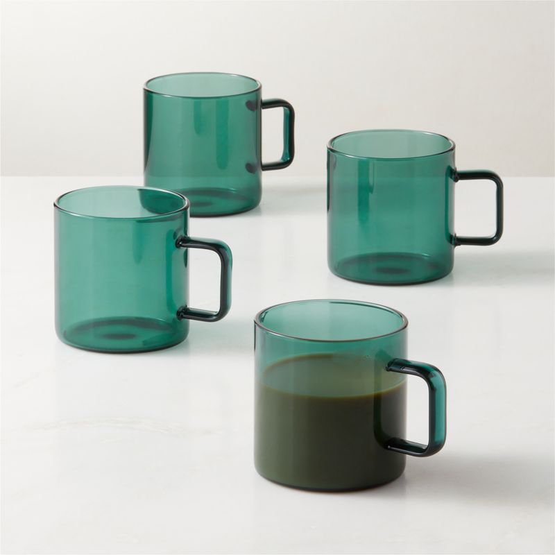 Cantina Green Glass Coffee Mugs Set of 4 by Azeeza - image 1 of 2