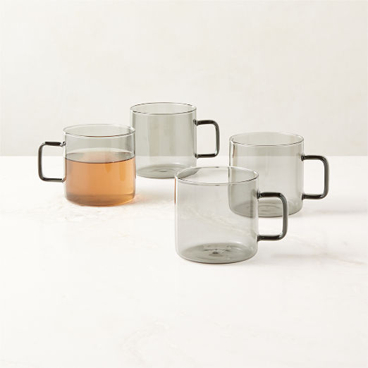 Cantina Smoked Glass Coffee Mug Set of 4