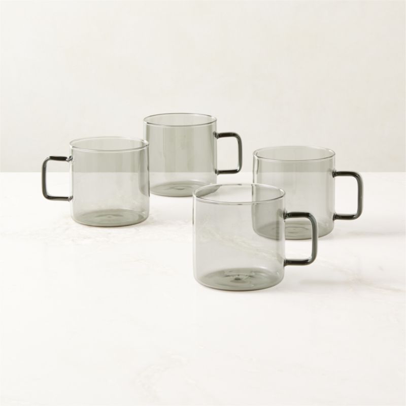 View Cantina Smoked Glass Coffee Mugs 10oz Set of 4 details