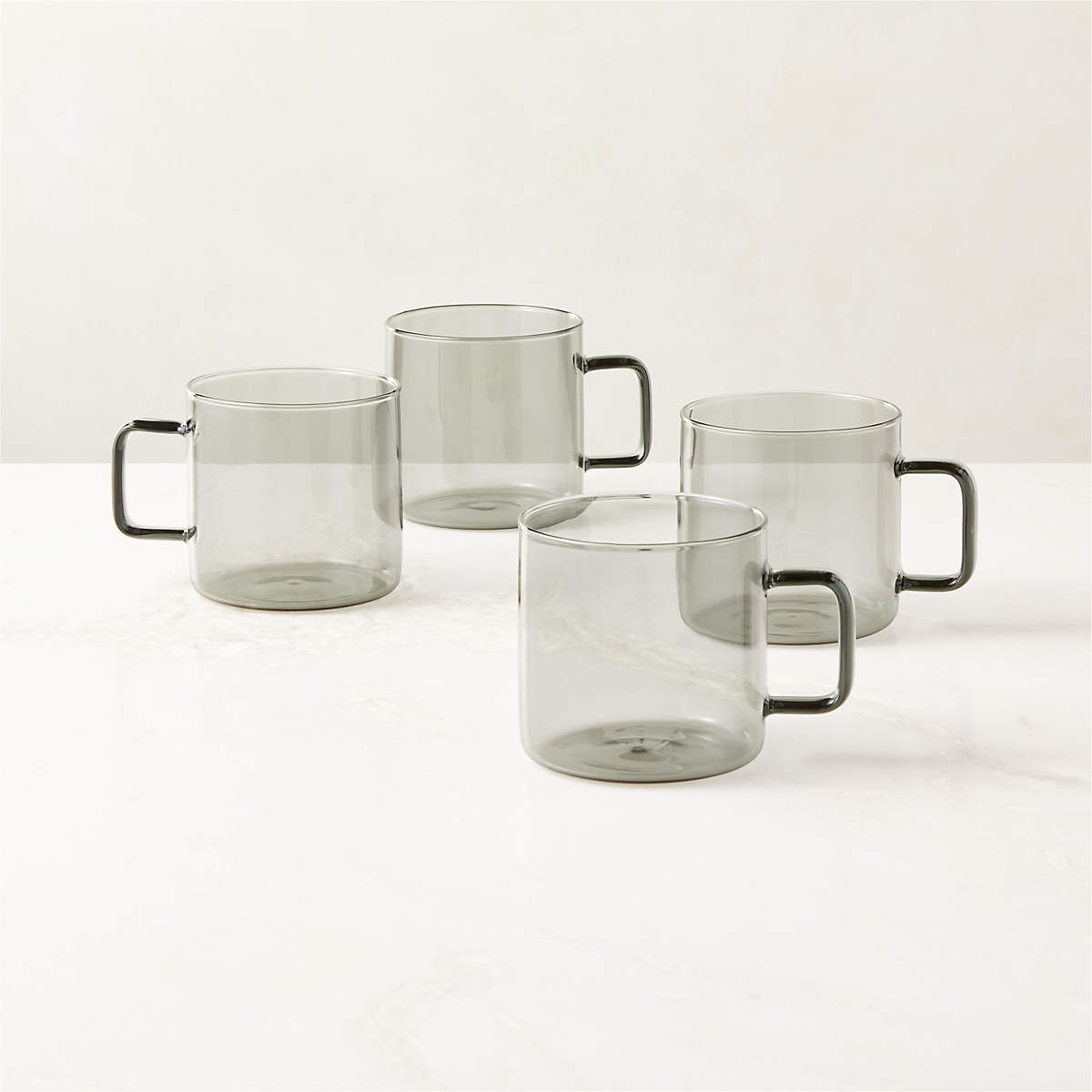 Cantina Modern Smoked Glass Coffee Mug Set of 4 + Reviews | CB2