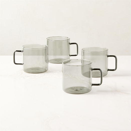 Cantina Smoked Glass Coffee Mug Set of 4