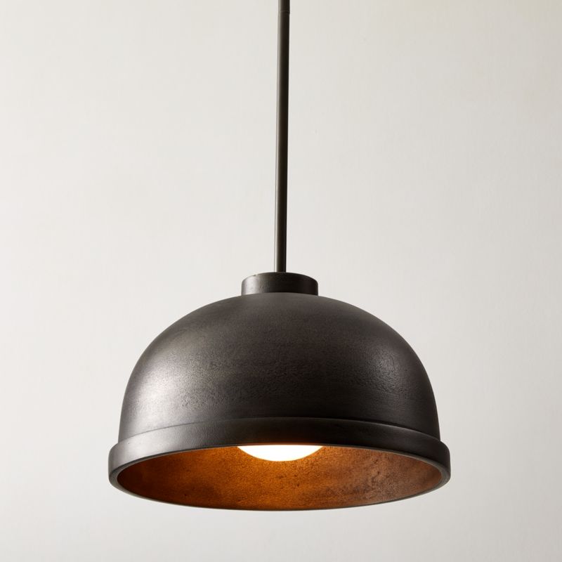 Capitola Indoor/Outdoor Black Cast Aluminium Dome Pendant Light - image 0 of 7