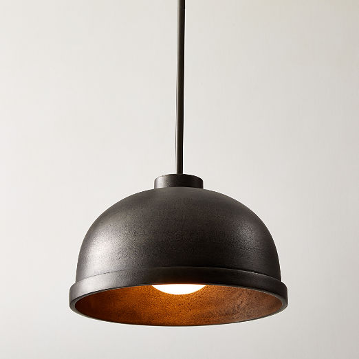 Capitola Indoor/Outdoor Black Cast Aluminium Dome Pendant Light