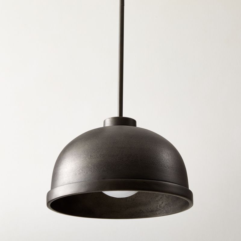 Capitola Indoor/Outdoor Black Cast Aluminium Dome Pendant Light - image 2 of 7