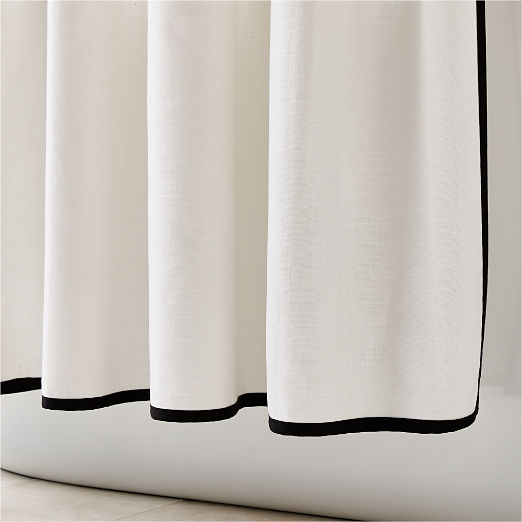 Capri Organic Cotton White with Black Border Shower Curtain 72"
