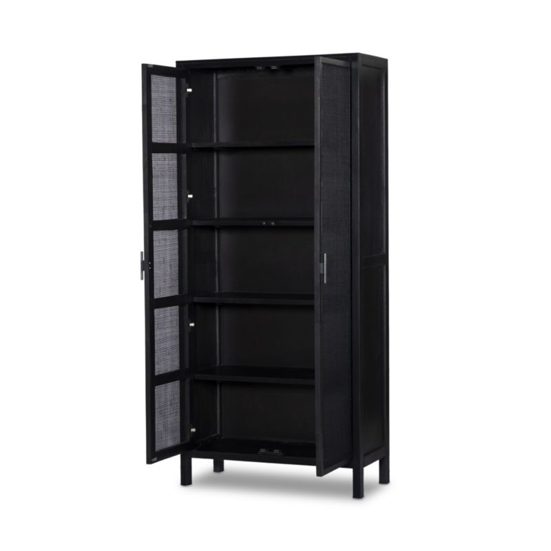 Caprice Black Natural Cane Narrow Cabinet - image 3 of 8