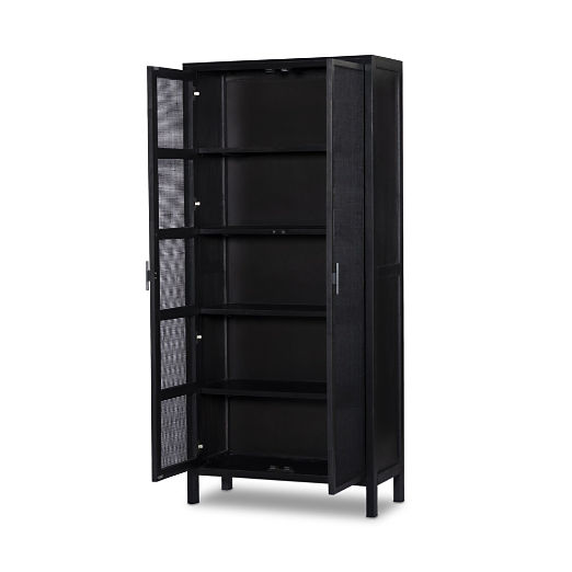 Caprice Black Natural Cane Narrow Cabinet