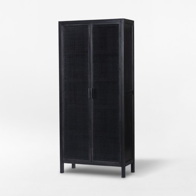 Caprice Black Natural Cane Narrow Cabinet - image 2 of 8