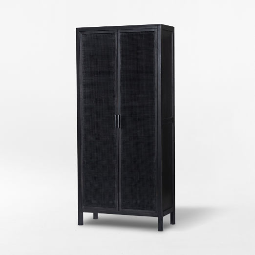 Caprice Black Natural Cane Narrow Cabinet