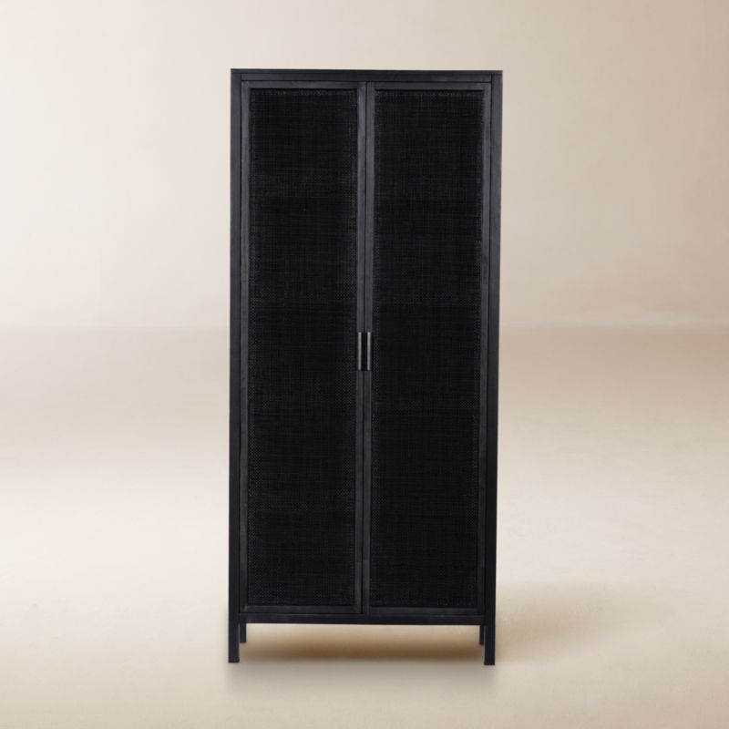 Caprice Black Natural Cane Narrow Cabinet - image 0 of 8