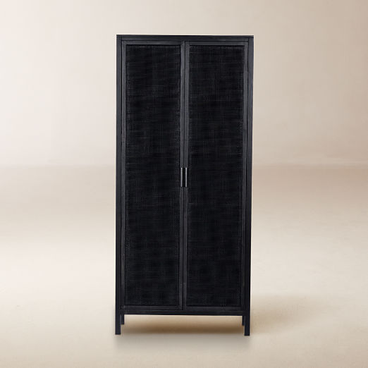 Caprice Black Natural Cane Narrow Cabinet