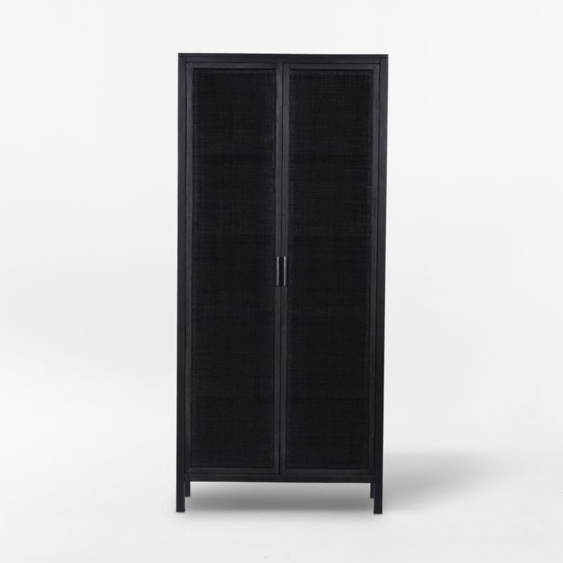 Caprice Black Natural Cane Narrow Cabinet - image 1 of 8