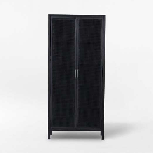 Caprice Black Natural Cane Narrow Cabinet