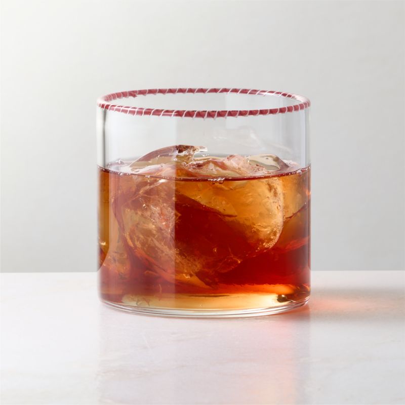 Caramella Red Striped Rim Double Old-Fashioned Glass - image 1 of 2