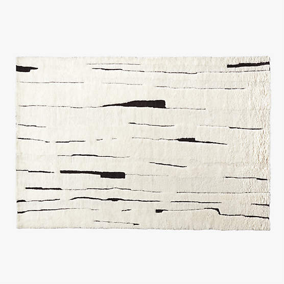 Carana Hand-Knotted Black and White New Zealand Wool Area Rug 6'x9'