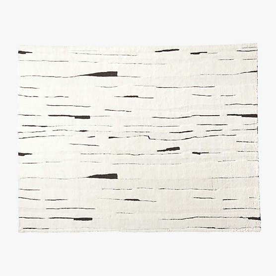 Carana Hand-Knotted Black and White New Zealand Wool Area Rug 9'x12'