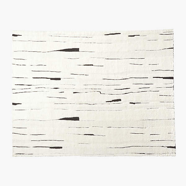 Carana Hand-Knotted Black and White New Zealand Wool Area Rug 9