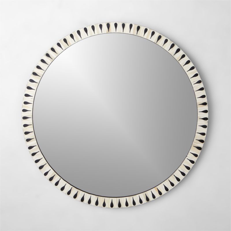 Caraway Round Bone Inlay Wall Mirror 36" - image 0 of 5