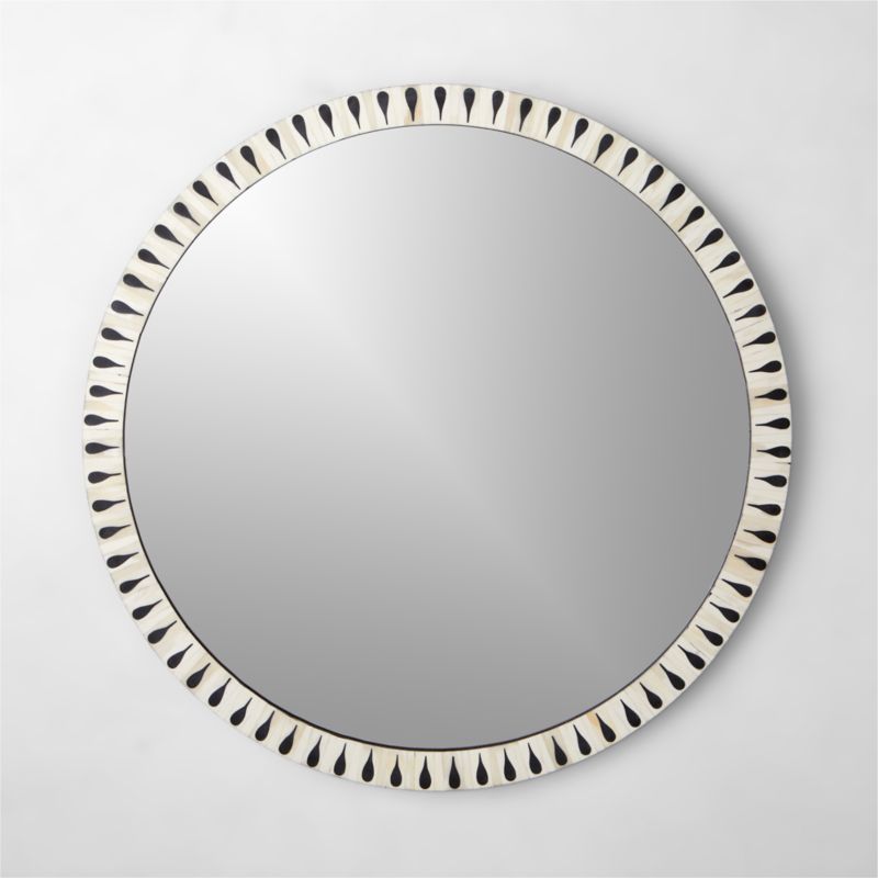 View Caraway Round Bone Inlay Wall Mirror 36" details