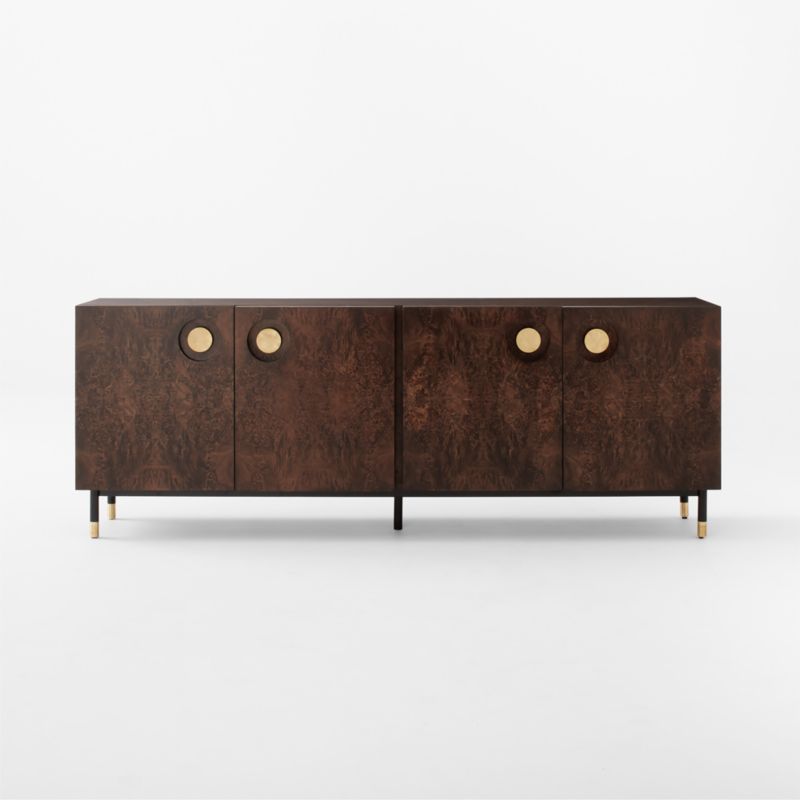 Carbon 82" Brown Burl Wood Media Console + Reviews | CB2