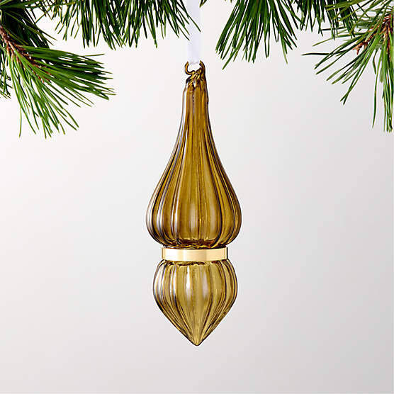 Cardinale Teardrop Bronze Glass Christmas Tree Ornament 6"