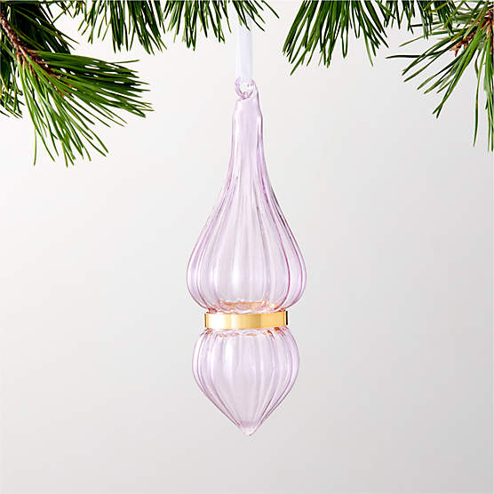 Cardinale Teardrop Lavender Glass Christmas Tree Ornament 6"