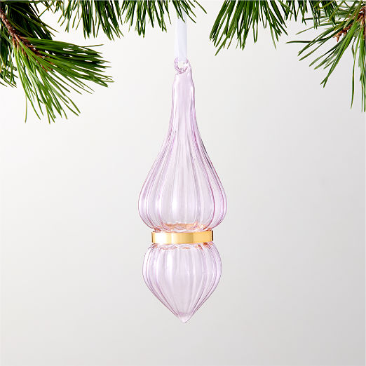 Cardinale Teardrop Lavender Glass Christmas Tree Ornament 6"