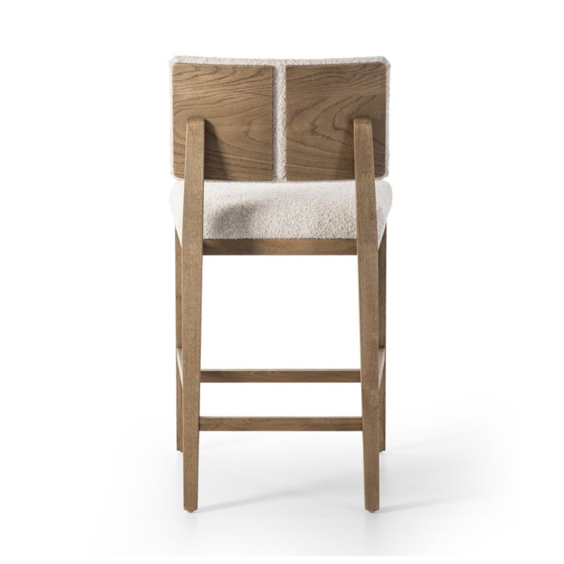 Carlo Oak Wood and Warm White Performance Boucle Upholstered Counter Stool - image 5 of 6