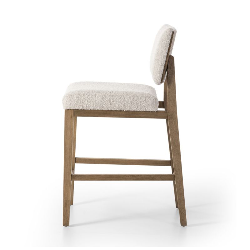 Carlo Oak Wood and Warm White Performance Boucle Upholstered Counter Stool - image 4 of 6