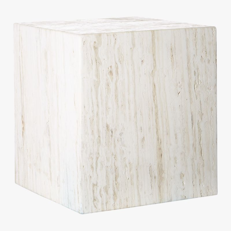 Carmelo Travertine Modern Side Table + Reviews | CB2