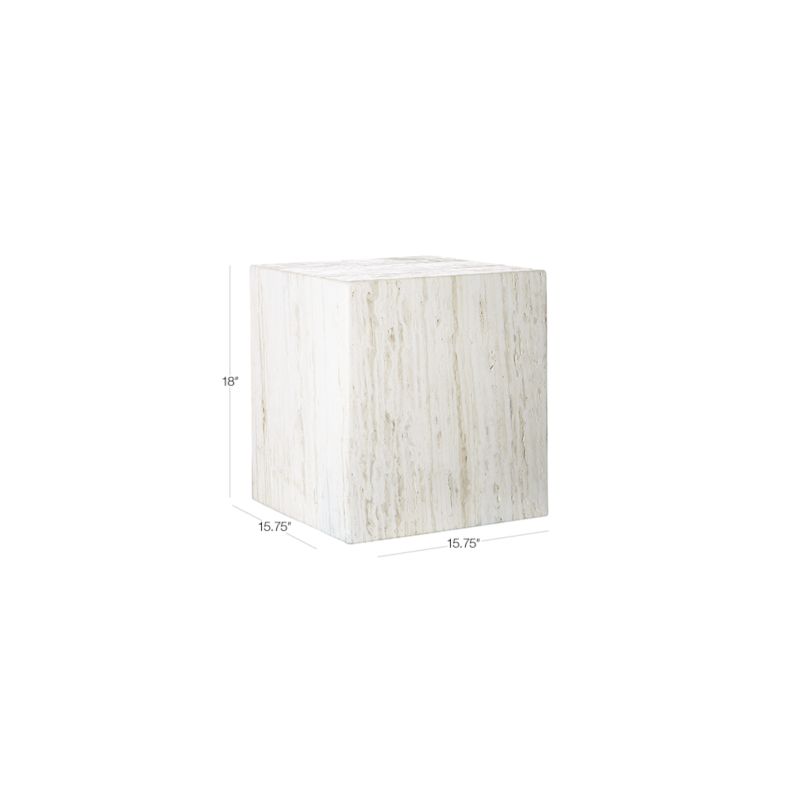 View Carmelo Travertine Side Table - image 2 of 12