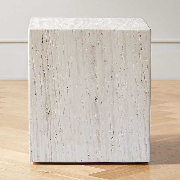 Carmelo Travertine Modern Side Table Reviews CB2