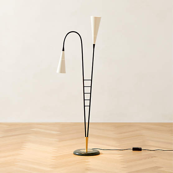 Venus Black Arc Modern Floor Lamp with Marble Base CB2