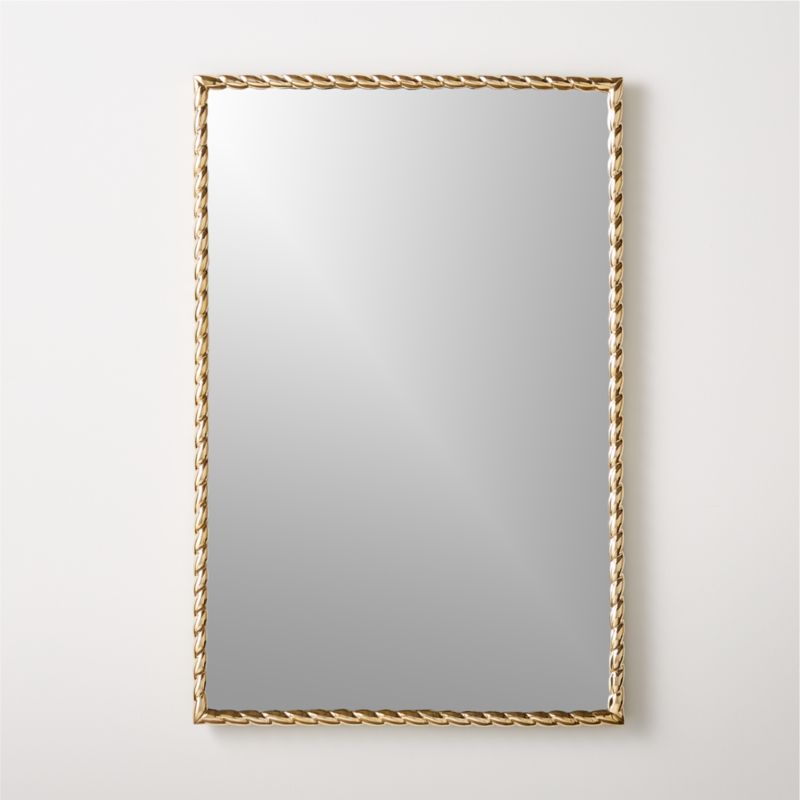 View Carrick Rectangular Polished Brass Wall Mirror 24"x36" details