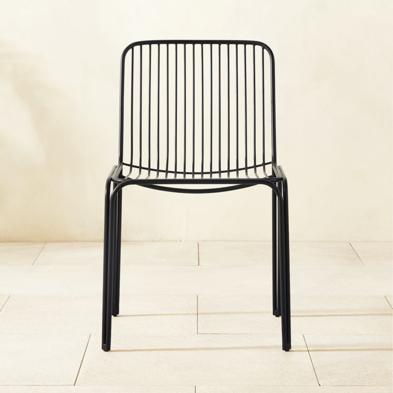 Black metal wire online dining chairs