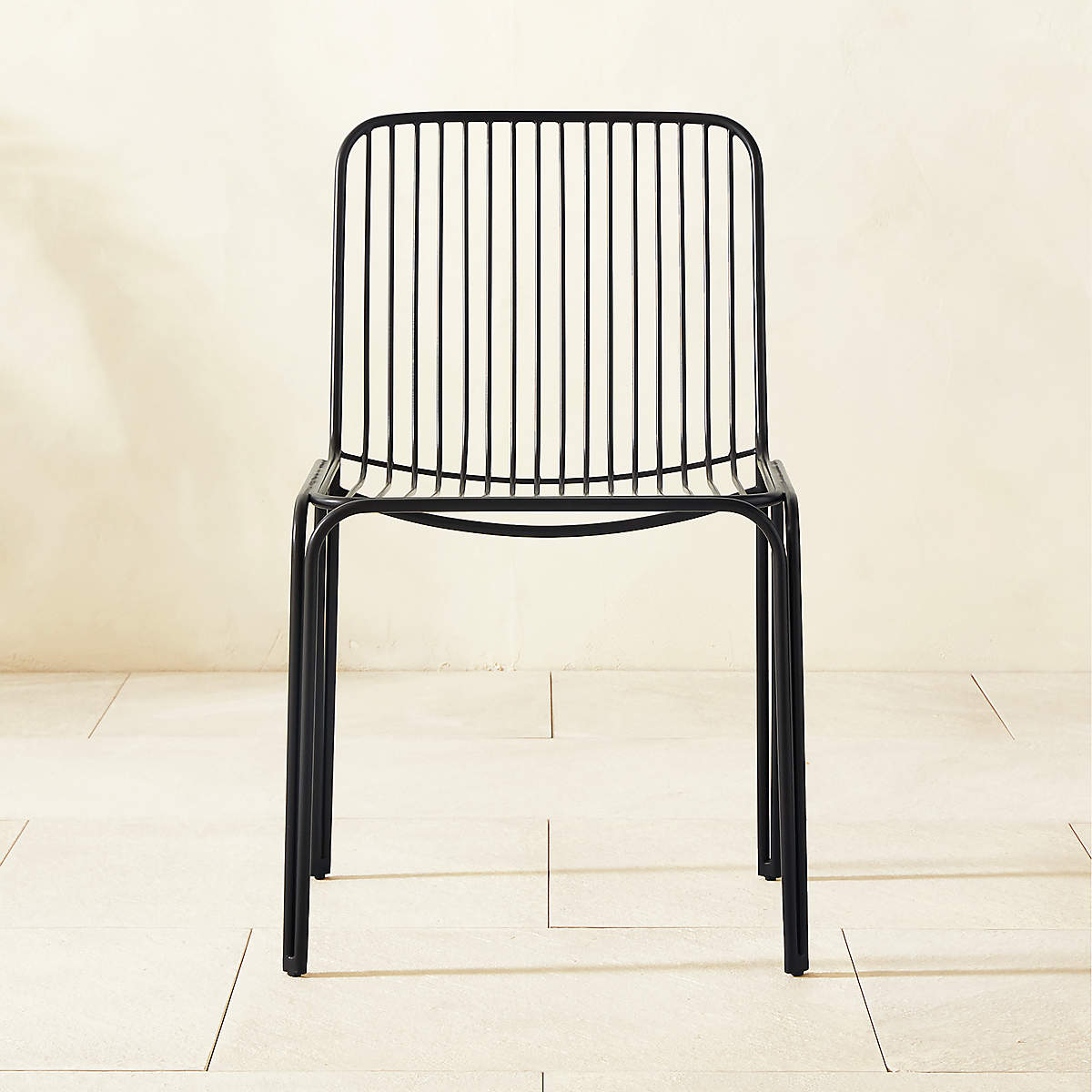Carrigan Black Metal Outdoor Dining Chair + Reviews CB2