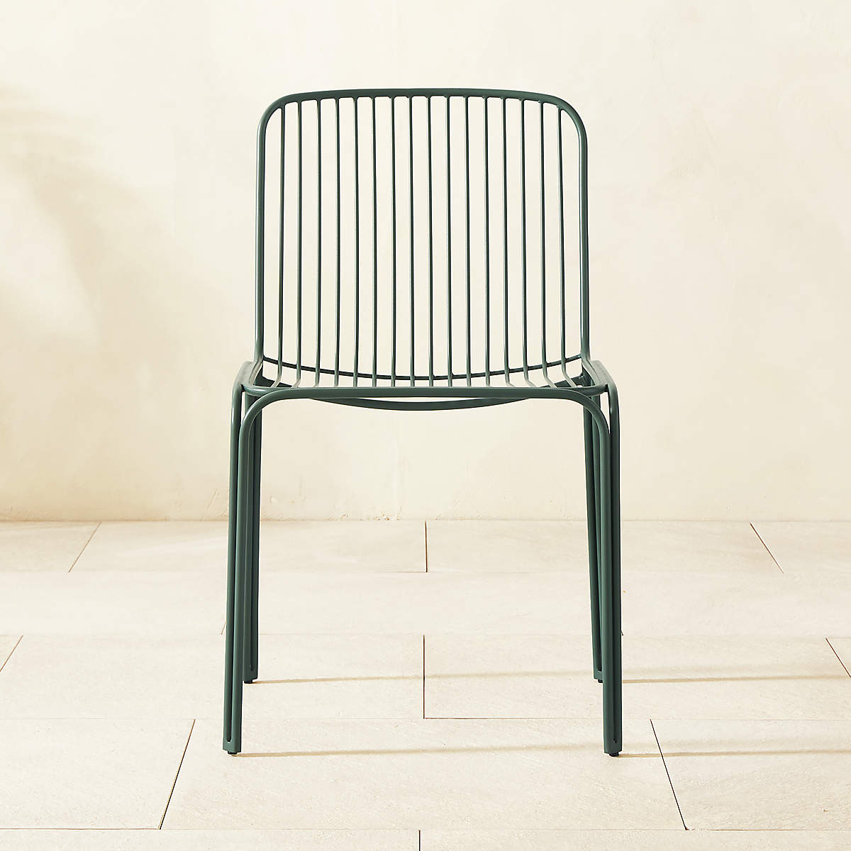 Carrigan Green Metal Outdoor Dining Chair CB2