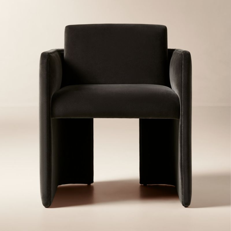 Viewing product image Carson Mink Velvet Dining Armchair - image 1 of 7