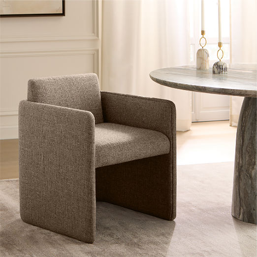 Carson Dark Taupe Performance Fabric Dining Armchair