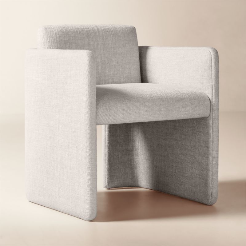 Carson Warm White Performance Fabric Dining Armchair - image 1 of 6