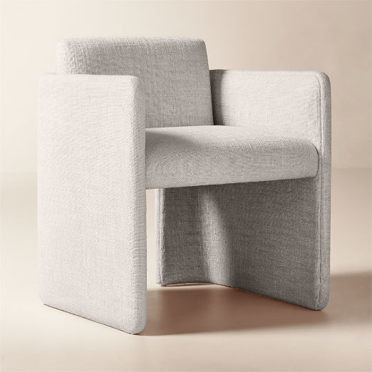 Carson Warm White Performance Fabric Dining Armchair