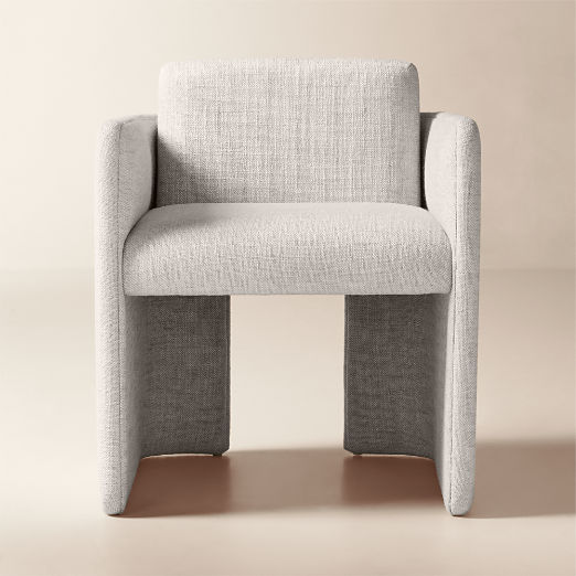 Carson Warm White Performance Fabric Dining Armchair