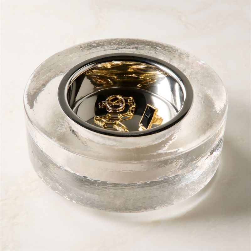 View Cartouche Glass and Stainless Steel Catchall Dish by Kravitz Design details