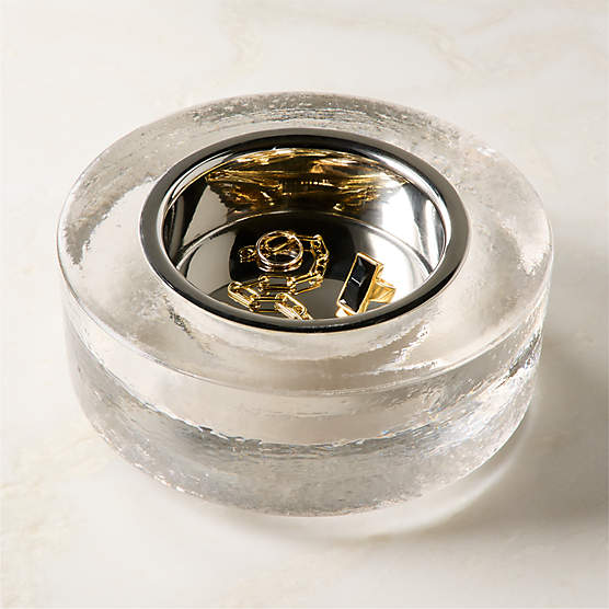 Cartouche Glass and Stainless Steel Catchall Dish by Kravitz Design