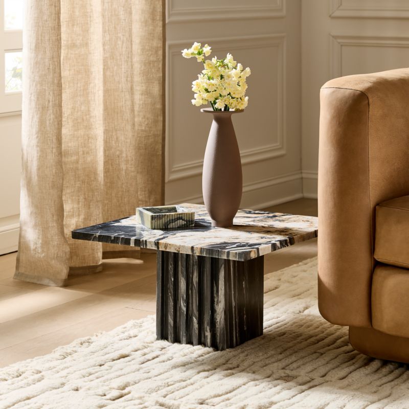 Carve Square Black Marble Side Table Small - image 4 of 17