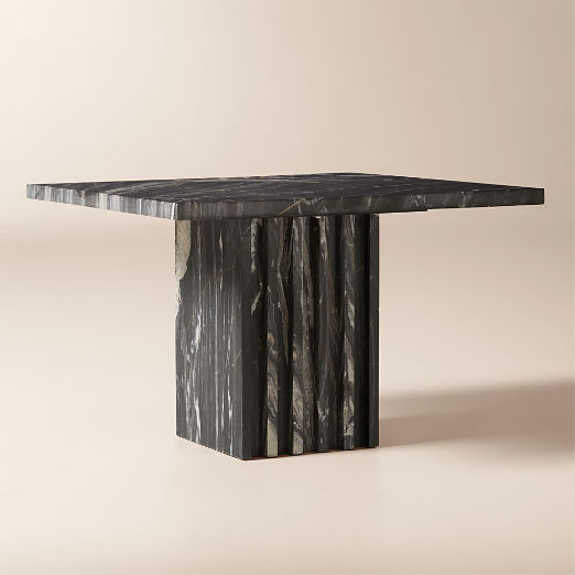 Carve Square Black Marble Side Table Medium