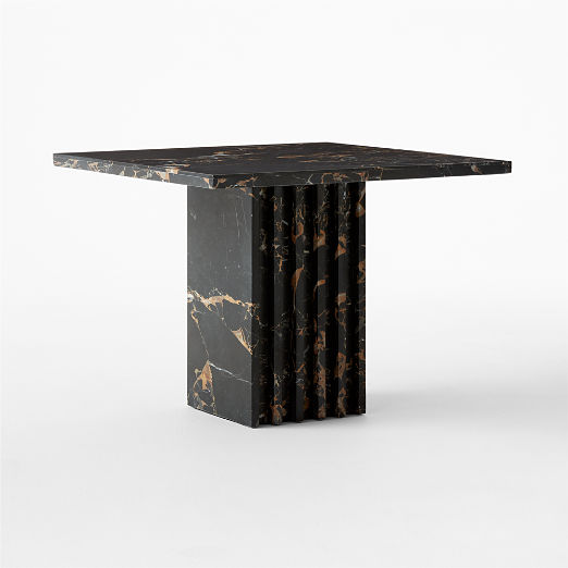 Carve Square Black Marble Side Table Large