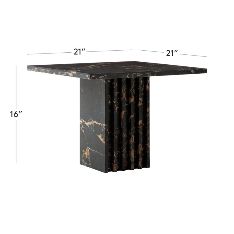 View Carve Square Black Marble Side Table Large - image 3 of 14